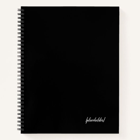 Ästhetisches schwarzes SpiralNotebook mit Kundenna Notizblock (Vorderseite)