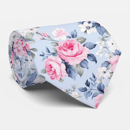 Ästhetisches Shabby Chic Rosenmuster Krawatte (Gerollt)