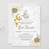 Ästhetisches Soft-Grau-Blumen-Ramadan-Iftar-Dinner Einladung (Vorderseite)