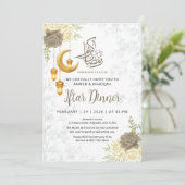Ästhetisches Soft-Grau-Blumen-Ramadan-Iftar-Dinner Einladung (Stehend Vorderseite)