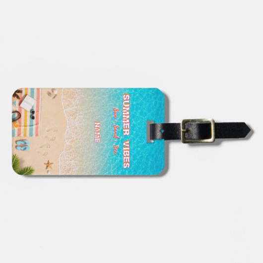 Ästhetisches Strand-Sommer-Gepäckanhänger Gepäckanhänger (Vorderseite horizontal)