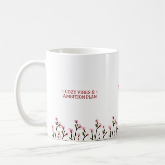 Ästhetisches Studium Mädchen Mug Cozy Vibes mit Bl Kaffeetasse (Links)