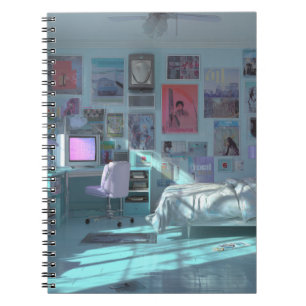 Ästhetisches Vaporwave Schlafzimmer GlühNotebook Notizblock