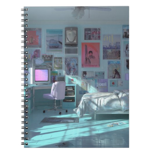 Ästhetisches Vaporwave Schlafzimmer GlühNotebook Notizblock (Vorderseite)