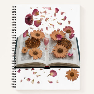 Ästhetisches Vintage-Pressed- Flower-Journal – Whi Notizblock