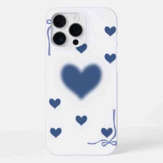 Ästhetisches weiches Navyblau-Herzmuster verschwom iPhone Hülle (Rückseite)