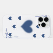 Ästhetisches weiches Navyblau-Herzmuster verschwom iPhone Hülle (Rückseite (Horizontal))