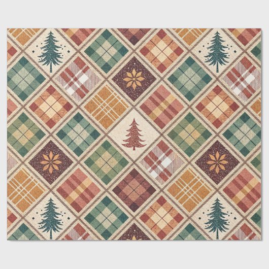 Ästhetisches Weihnachts-Karopapier Geschenkpapier (Flach)