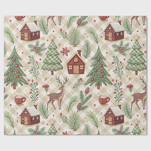 Ästhetisches Weihnachts-Karopapier Geschenkpapier (Flach)