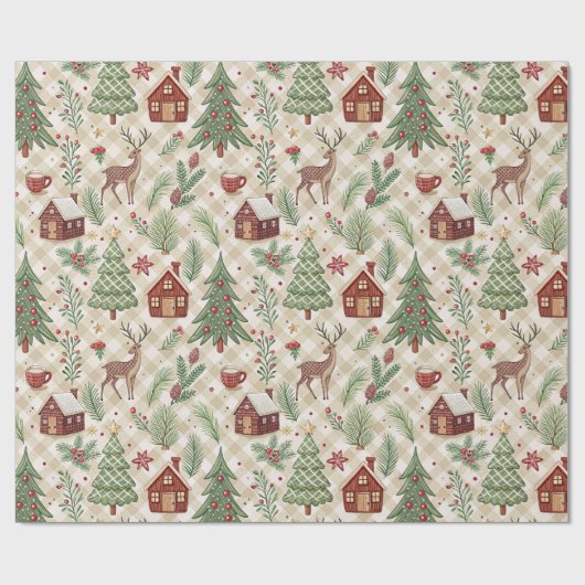 Ästhetisches Weihnachts-Karopapier Geschenkpapier (Flach)