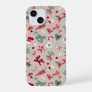 Ästhetisches Weihnachtsmuster Baum Süßigkeiten iPhone 15 Hülle