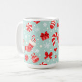Ästhetisches Weihnachtsmuster Süßigkeiten Kaffeetasse (Vorderseite Links)