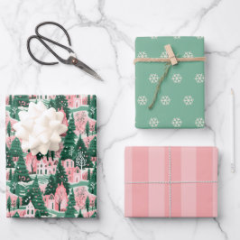 Ästhetisches Weihnachtswrapping-Papier Geschenkpapier Set