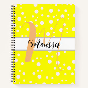 Ästhetisches Weiß Gelb Farbdesign - Süßer Name Mon Notizblock