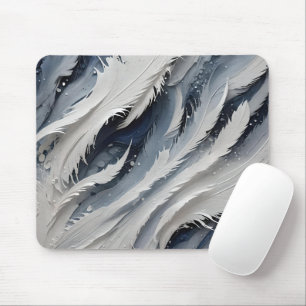 Ästhetisches Weißes Federleichtes und Blau Mousepad