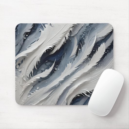 Ästhetisches Weißes Federleichtes und Blau Mousepad (Mit Mouse)