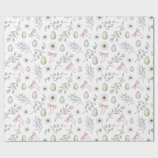 Ästhetisches Weißes Oster Geschenkpapier (Flach)