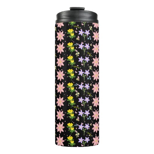 Ästhetisches Wildblumen-Botanik-Muster-Thermobeche Thermosbecher (Vorderseite)