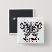 Asthma Awareness Butterfly Button (Vorne & Hinten)