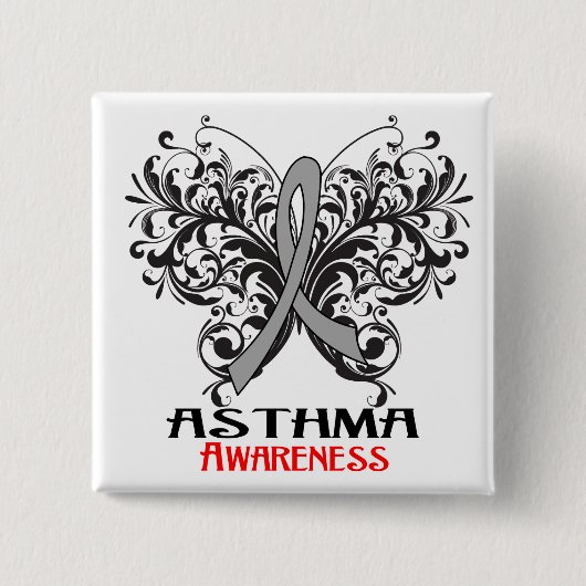 Asthma Awareness Butterfly Button (Vorderseite)