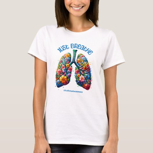 Asthma Awareness Floral Blume Lung Allergie T-Shirt (Vorderseite)