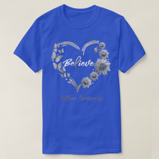 Asthma Awareness Heart Butterfly Sonnenblume T-Shirt (Design vorne)