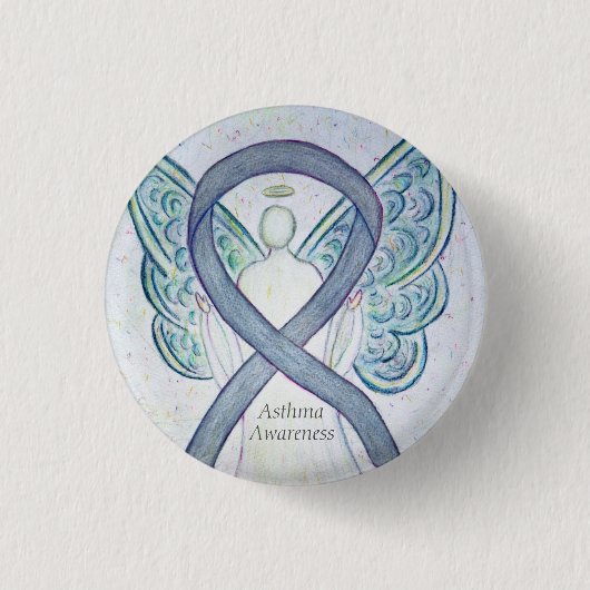 Asthma Awareness Ribbon Engel Customized Art Butto Button (Vorderseite)