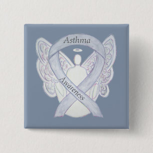 Asthma Awareness Ribbon Engel Customized Art Butto Button