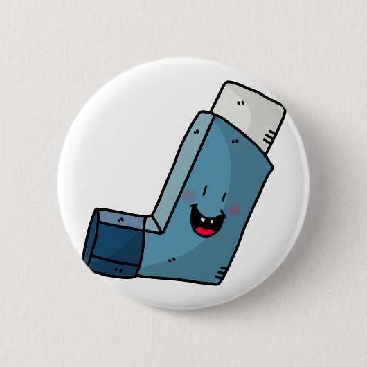 Asthma Inhalator glücklicher Cartoon Button (Vorderseite)