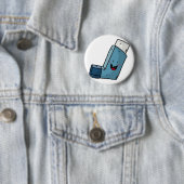 Asthma Inhalator glücklicher Cartoon Button (Beispiel)