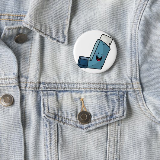 Asthma Inhalator glücklicher Cartoon Button (Beispiel)