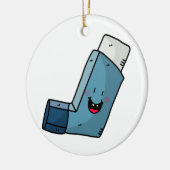 Asthma Inhalator Happy Cartoon Keramik Ornament (Links)