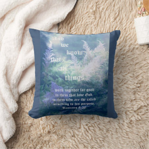 Astilbe Blue Mist Romans 8:28 Kissen