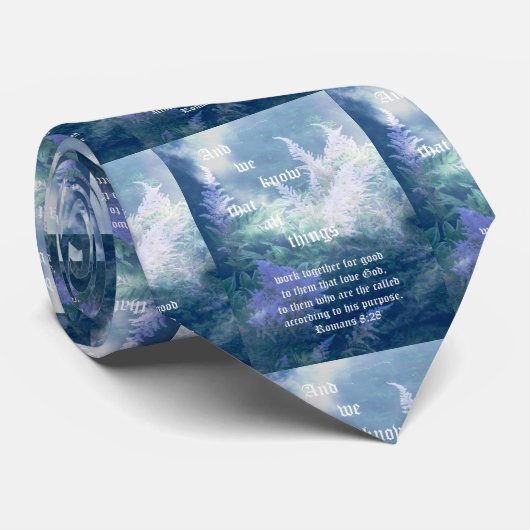 Astilbe Blue Mist Romans 8:28 Krawatte (Gerollt)