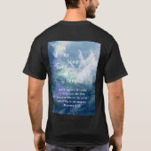 Astilbe Blue Mist Romans 8:28 T-Shirt (Rückseite)