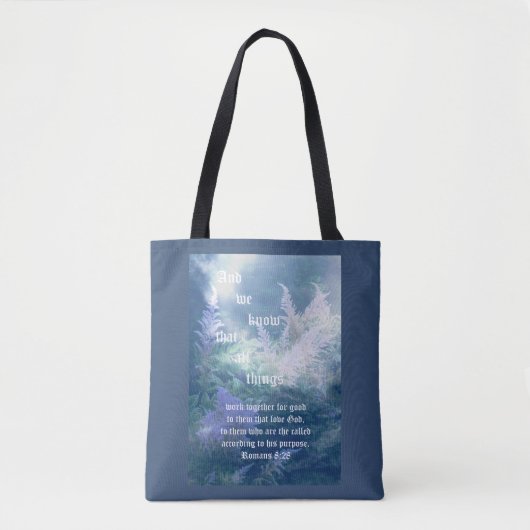 Astilbe Blue Mist Romans 8:28 Tasche (Vorderseite)