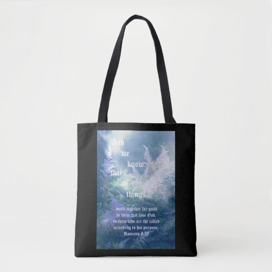 Astilbe Blue Mist Romans 8:28 Tasche (Vorderseite)