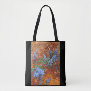 Astilbe Dusty Blue auf Holz Tasche