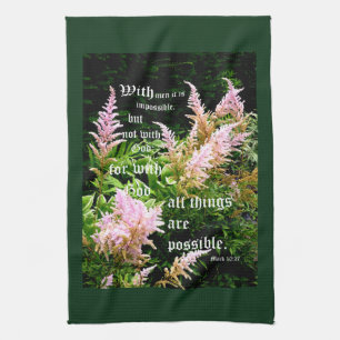 Astilbe mit Mark 10:27 Geschirrtuch
