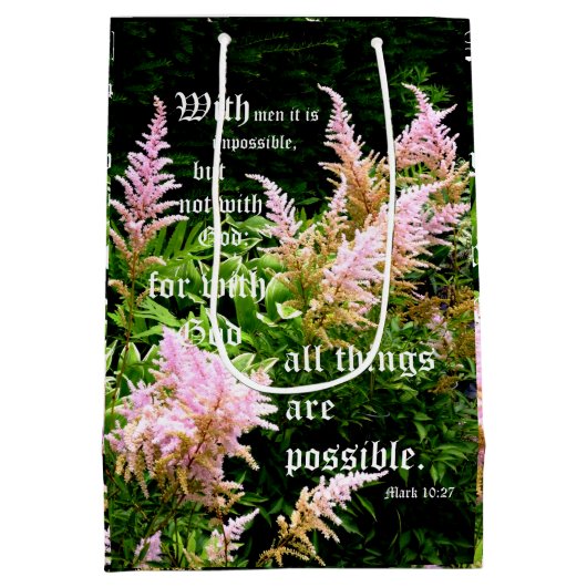 Astilbe mit Mark 10:27 Mittlere Geschenktüte (Rückseite)