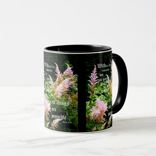 Astilbe mit Mark 10:27 Tasse (VorderseiteRechts)