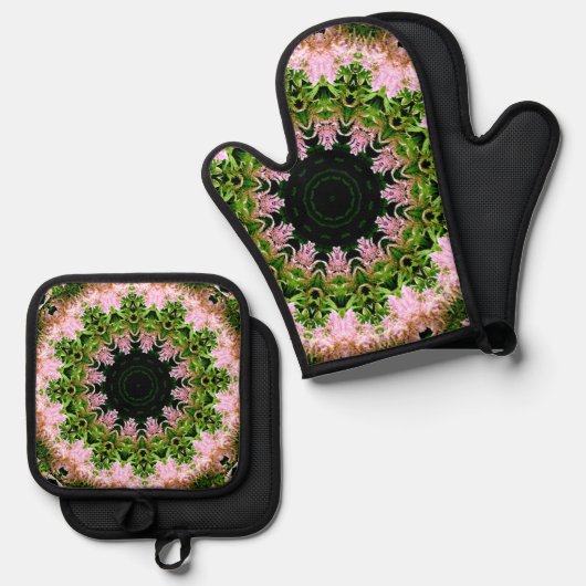 Astilbe Wreath Ofenhandschuh & Topflappen-Set (Vorderseite/Rückseite)