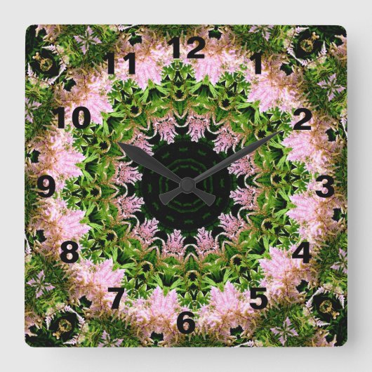 Astilbe Wreath Quadratische Wanduhr (Vorderseite)