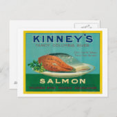 Astoria, Oregon - Lachs-Case-Label von Kinney Postkarte (Vorne/Hinten)