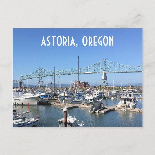 Astoria, Oregon, mit Brücke und Jachthafen Postkarte (Vorderseite)