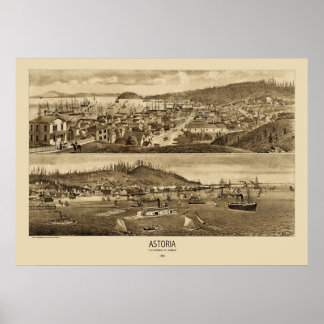 Astoria Oregon Panorama Karte 1883 Poster