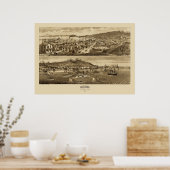 Astoria Oregon Panorama Karte 1883 Poster (Küche)