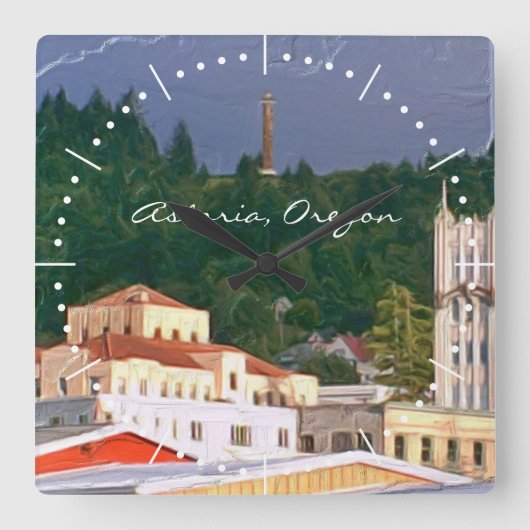 Astoria Oregon Quadratische Wanduhr (Vorderseite)