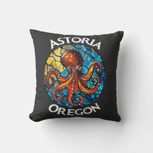 Astoria Oregon Stainglas Octopus Kissen (Vorderseite)
