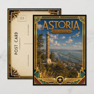 Astoria Oregon Vintage Art Deco Golden Age Postkarte